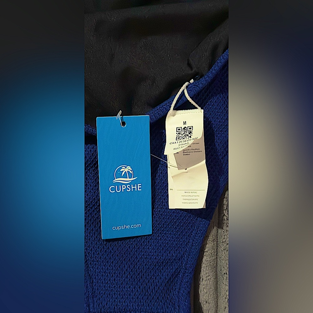 Cupshe Textured Navy Swimwear